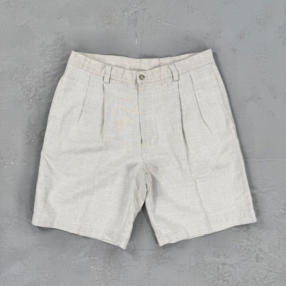 Dockers Recode Linen and Cotton Blend Pleated Relaxed Fit Shorts Fit 35